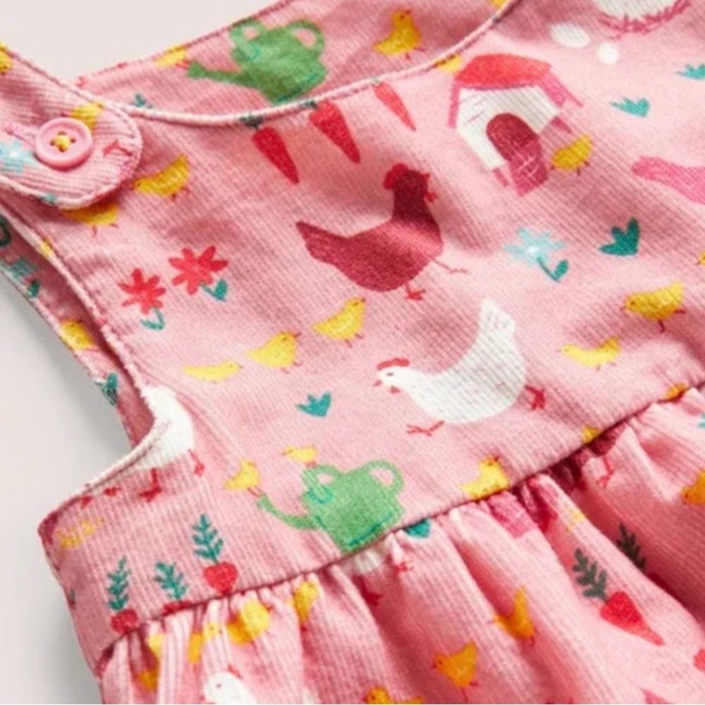 Baby Boden Girls Farm Animal Cord Pinnie Dress - Size 12-18M - Picture 16 of 16